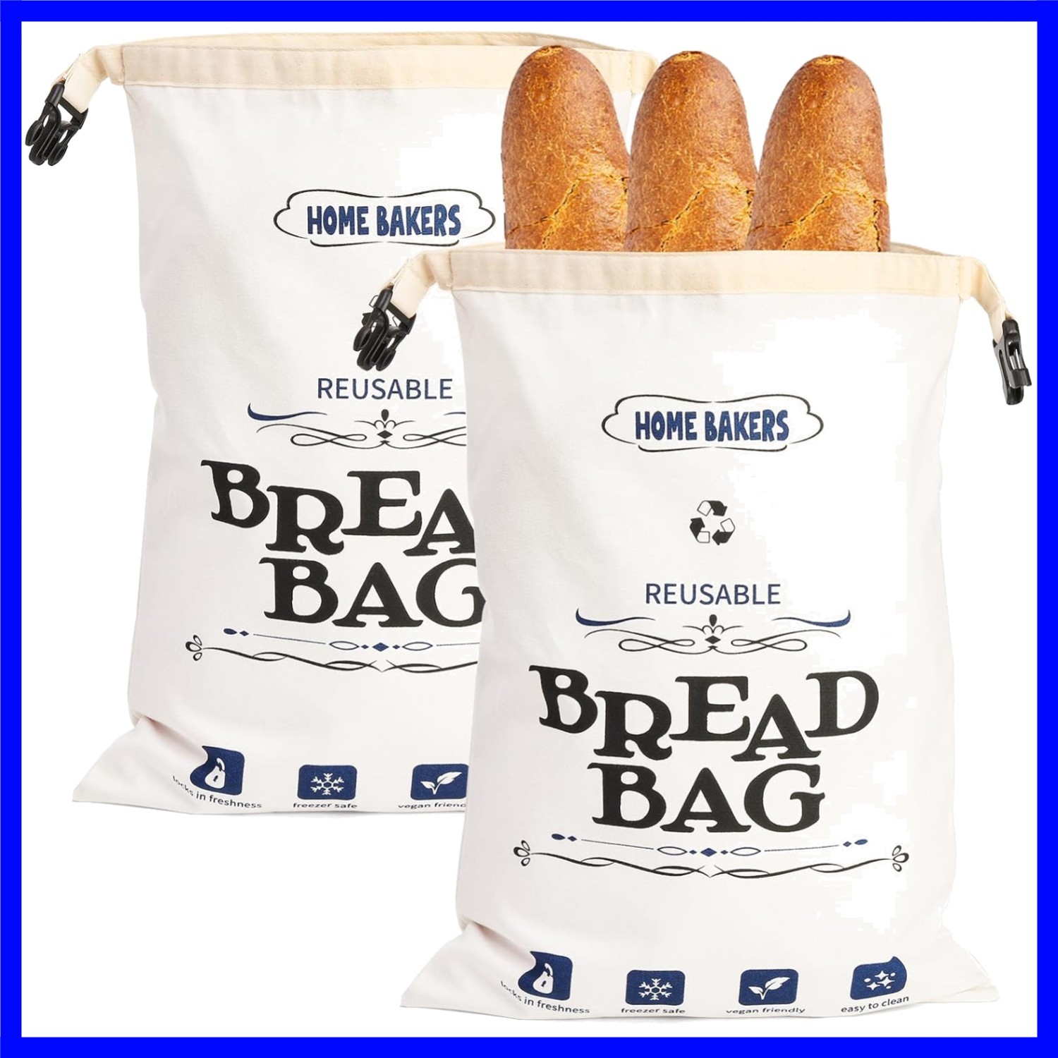 Set of 2 Reusable Cotton Bread Storage Bags – Elegant & Eco-Friendly Solution