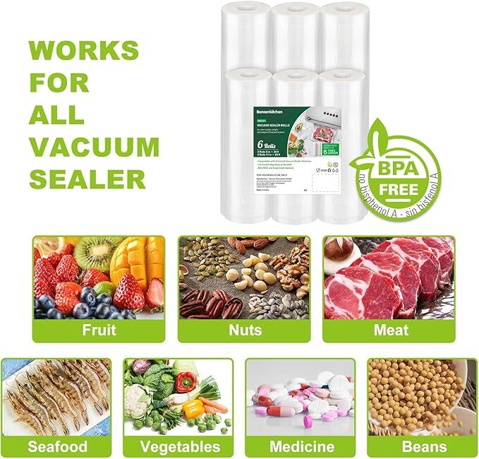 Commercial Grade Vacuum Sealer Bags – 4 Mil Thick PA/PE | BPA Free, Giant Rolls
