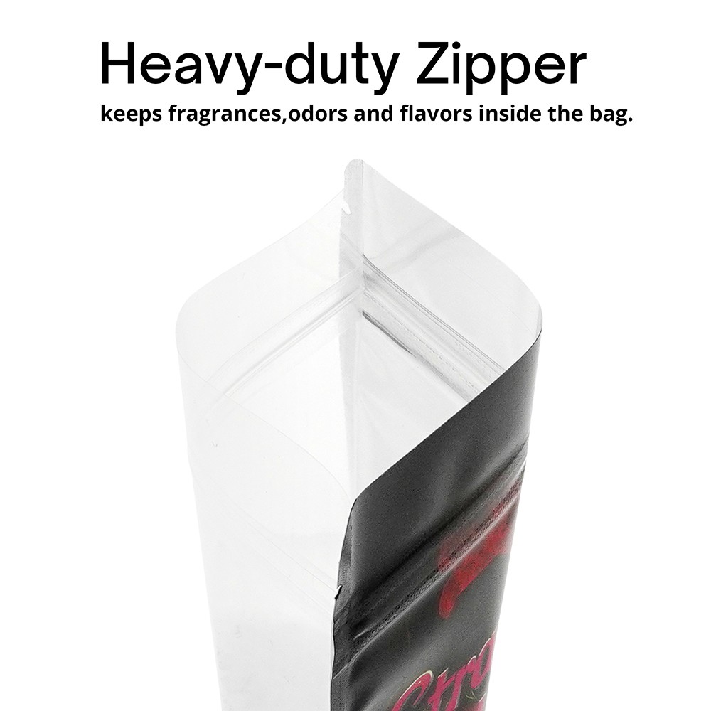 3.5g Printed Holographic Mylar Bags 4x5in Resealable Stand Zipper Pouches White