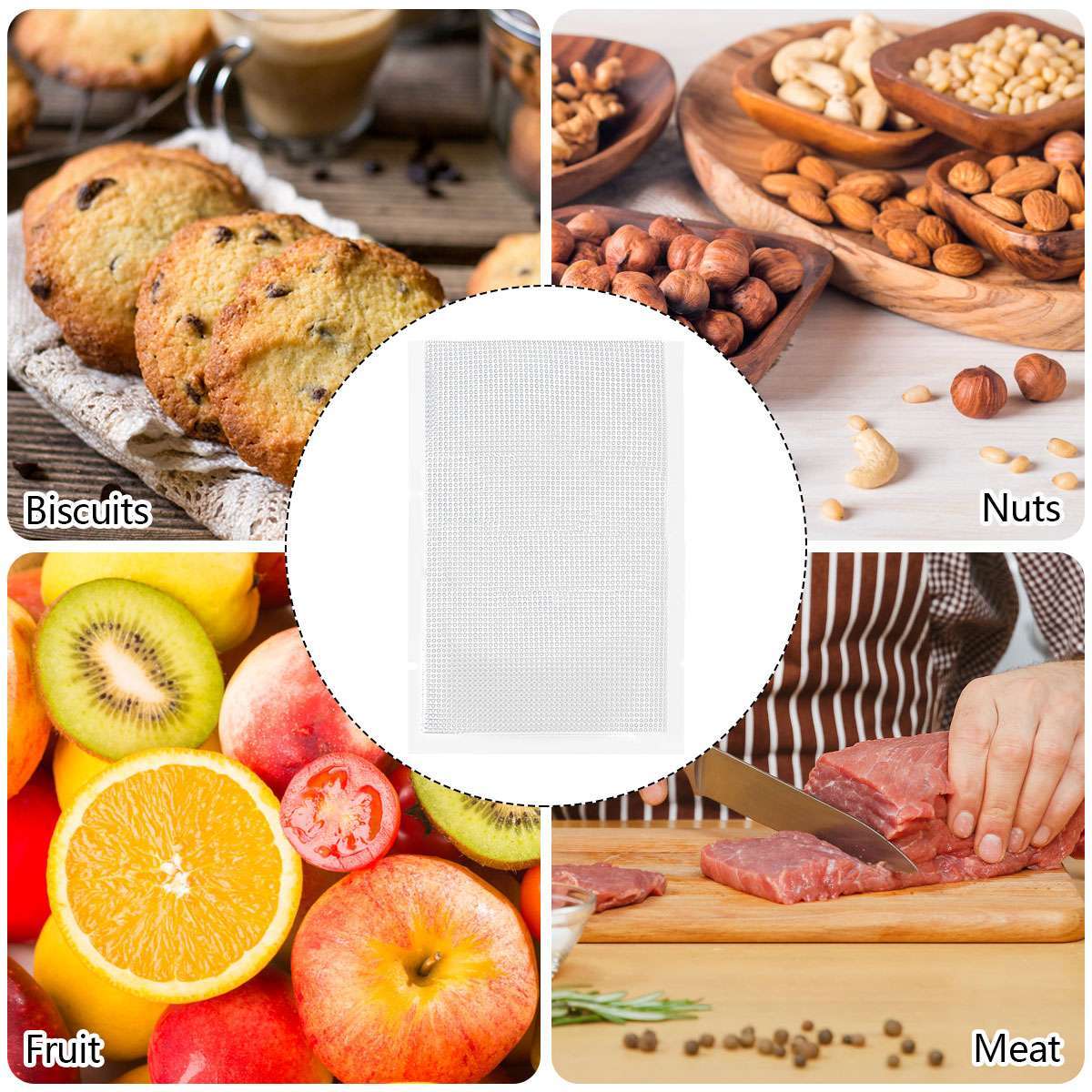 100/200/300 packs Vacuum Sealer Bags 8x12cm Embossed Food Saver Storage Package
