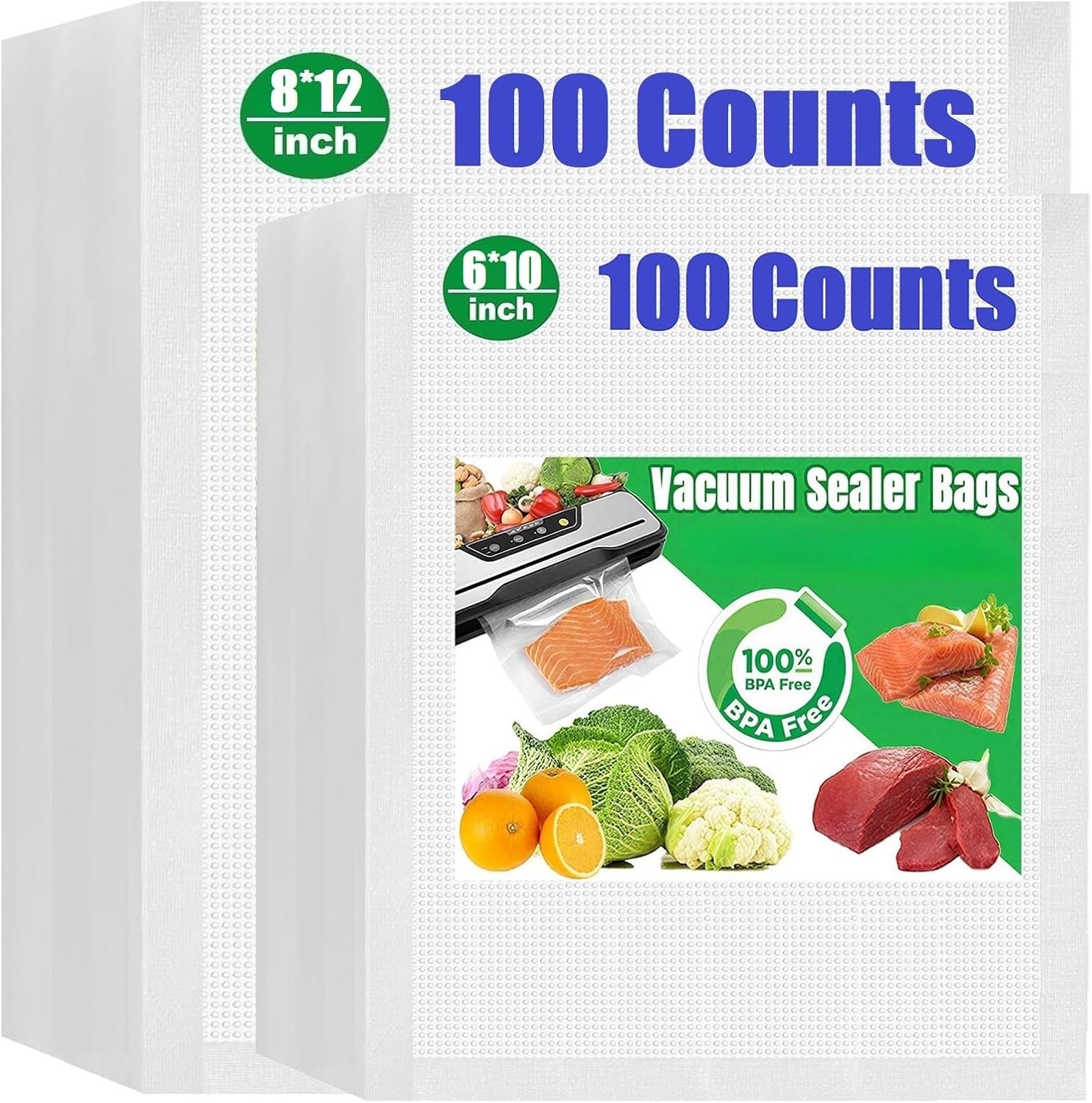 8″x12″ 6″x10″ Vacuum Sealer Bags Food Saver Sealing Machine Kitchen Storage Bag