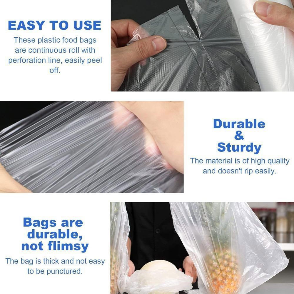 Plastic Produce Clear Bag 350/400 On Roll Kitchen Food Fruit Vegetable Storage