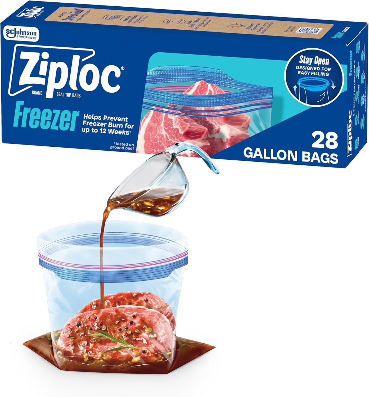 Ziploc Gallon Freezer Bags Food Storage Grip ‘N Seal Zip Lock Bags 28 Count Home