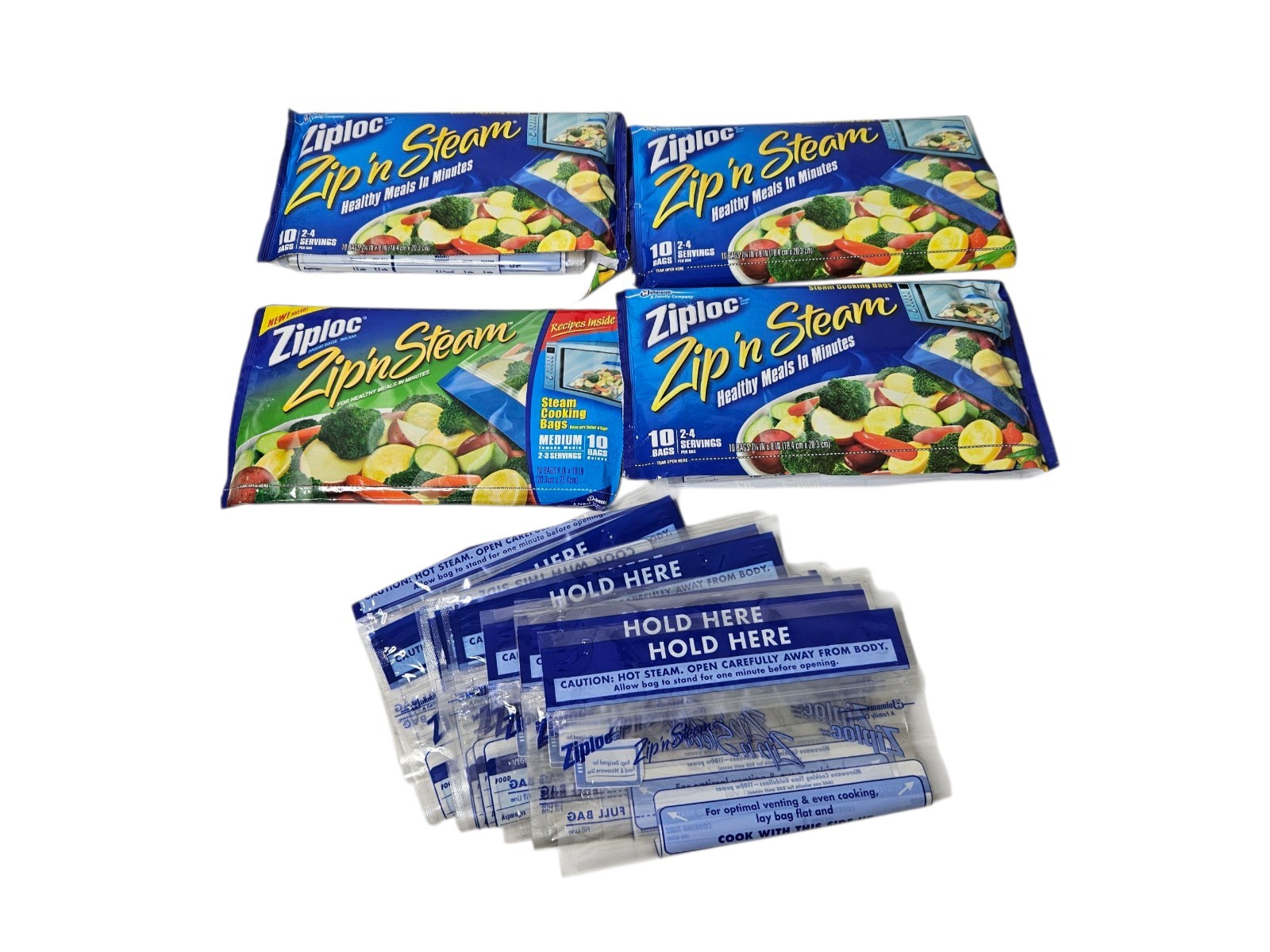 Ziploc Zip ‘N Steam Medium Cooking Bags Lot of 50 Unused 7.25″ x 8″ Open Package