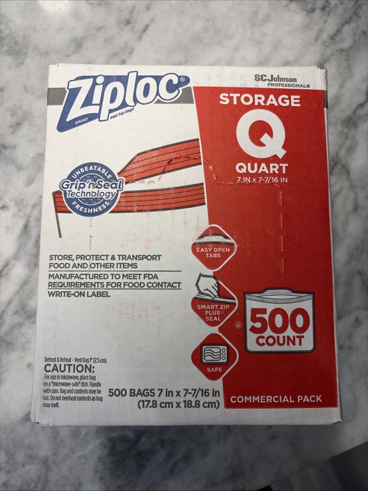 Ziploc 1 qt Ziploc Storage Bags (500/Carton) Brand New Sealed