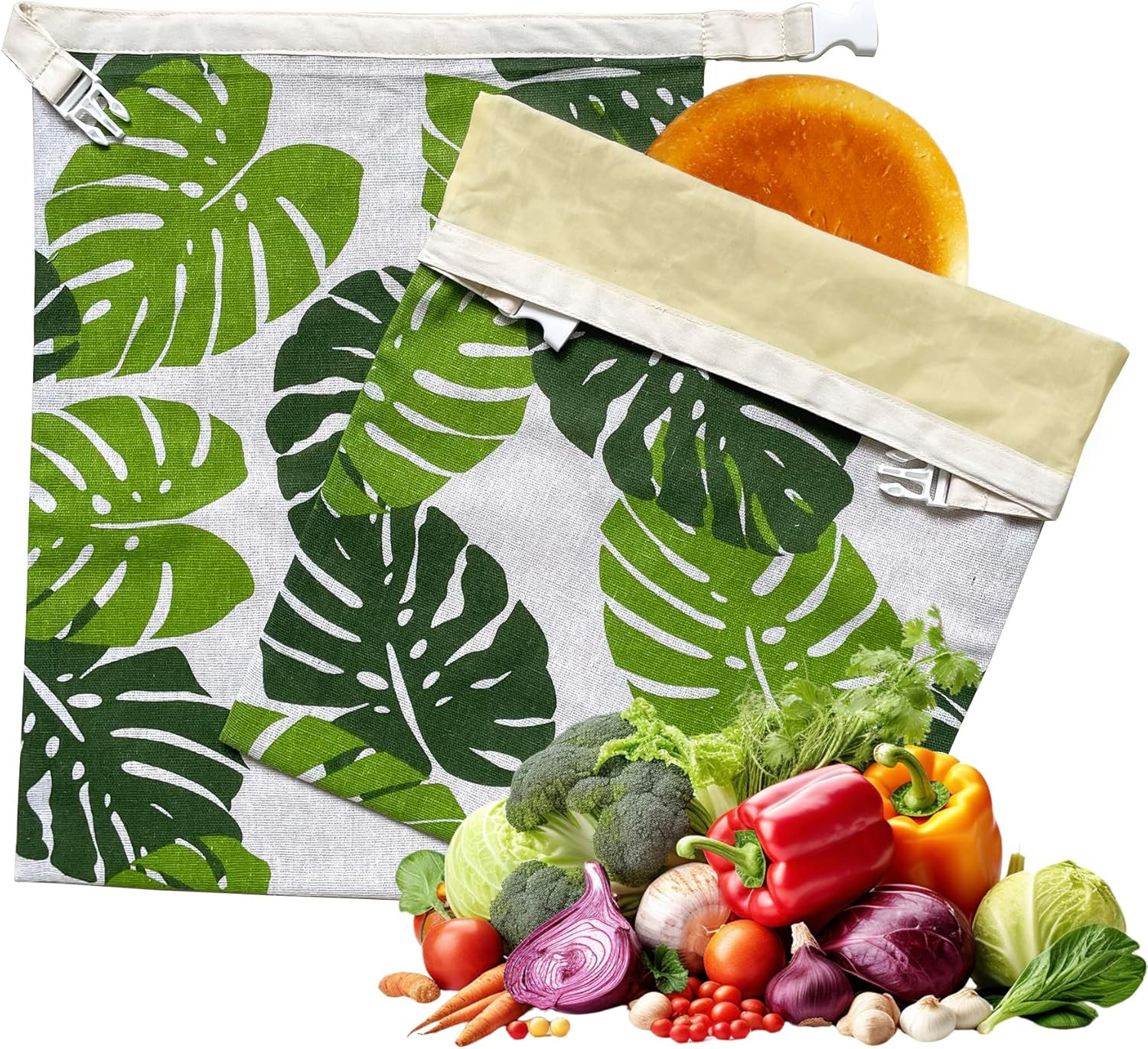 2 Pack Reusable Bread Bags for Homemade Bread – XL Cotton Beeswax Bags, Beeswax
