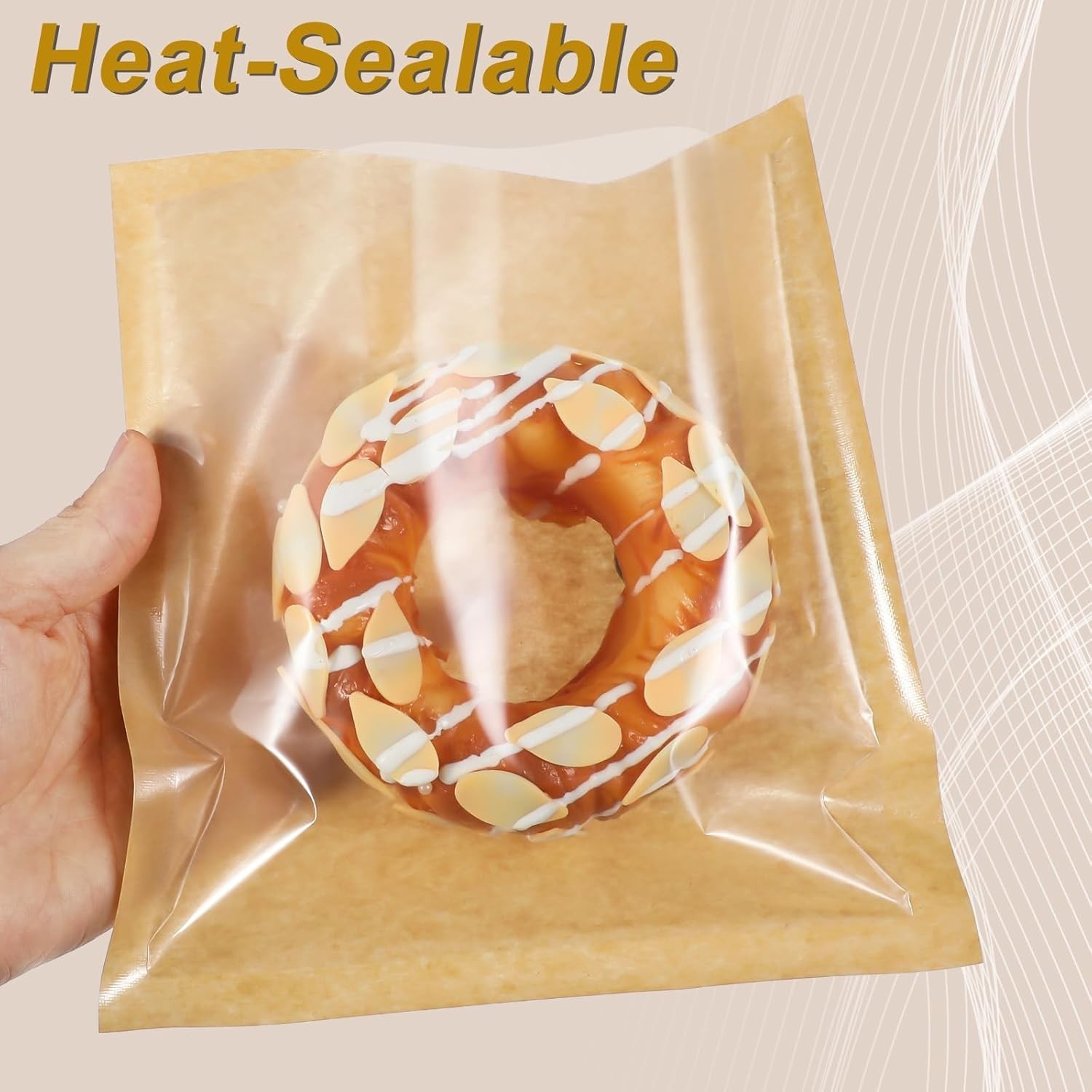 400 Pcs Heat Sealable Bakery Bags W/ Window 7.1 x 7.5 Inch Grease Resistant