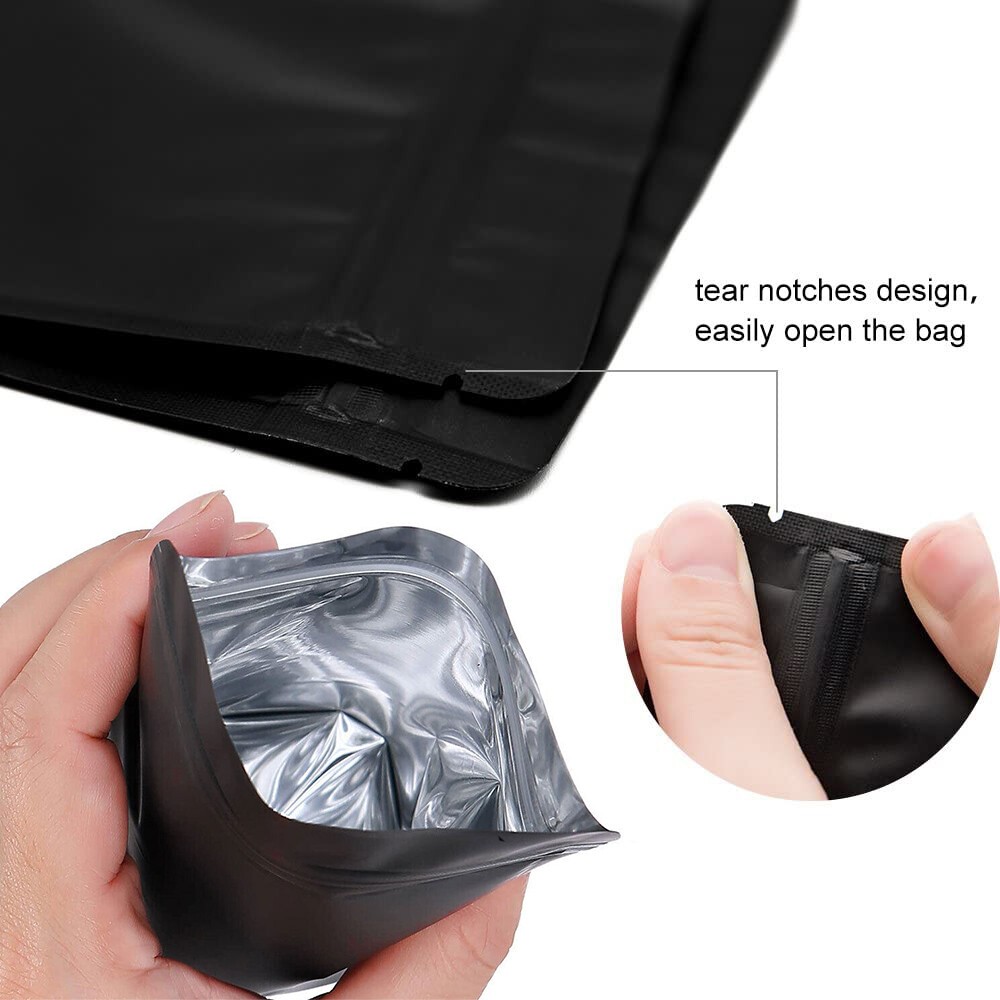 100/200 Matte Black Food Safe Mylar Foil Favor Treat Bags Resealable Snack Pouch