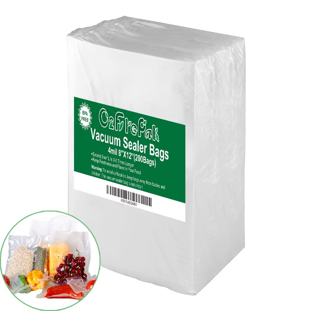 200 Quart Size 8″ x 12″ 4mil Thick Vacuum Sealer Bags with BPA Free and Punct…