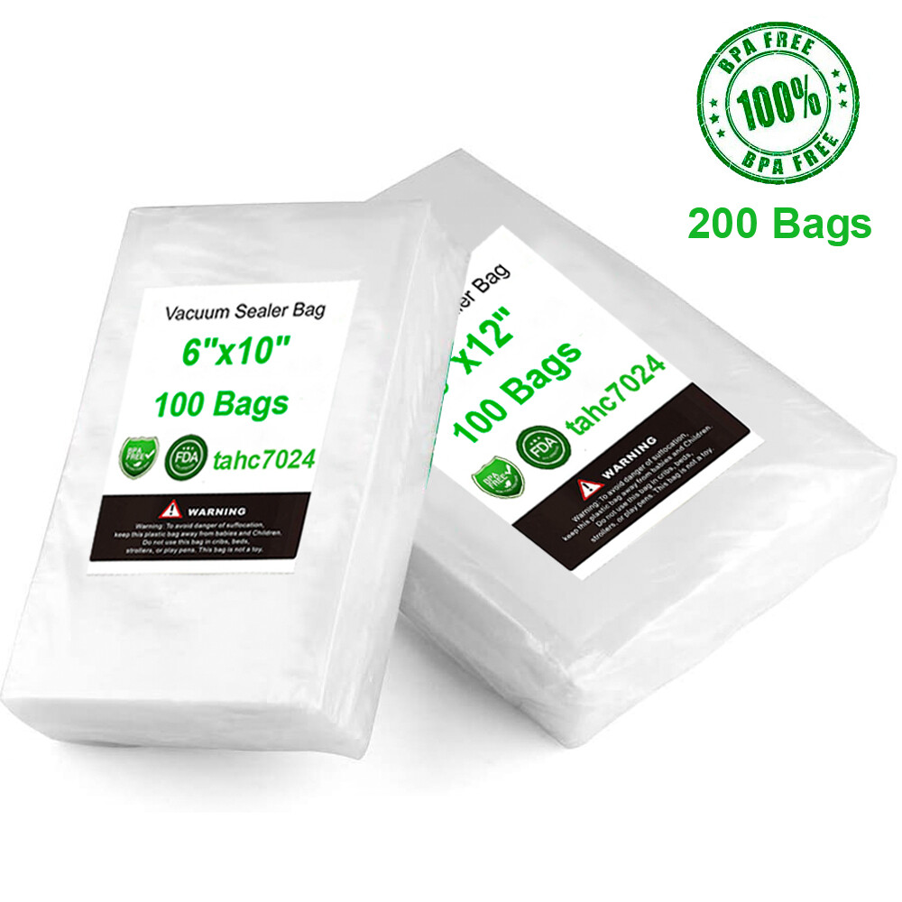200 Quart 8″x12″ 6″x10″ Vacuum Sealer Bags Embossed Meal Food Storage Seal Saver