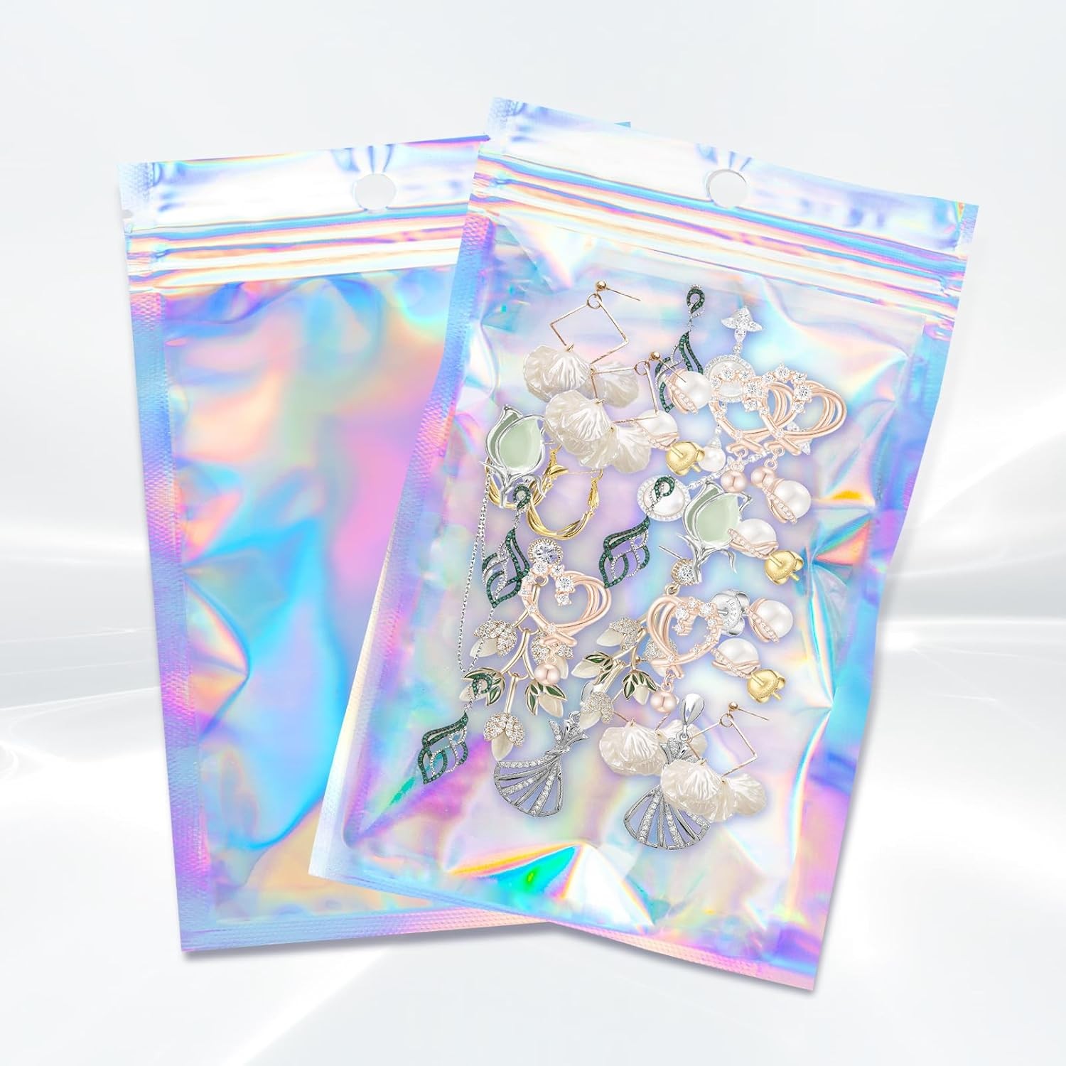 100-1000PCS Holographic Mylar Foil Bags Smell Proof Resealable Zip Seal Pouches