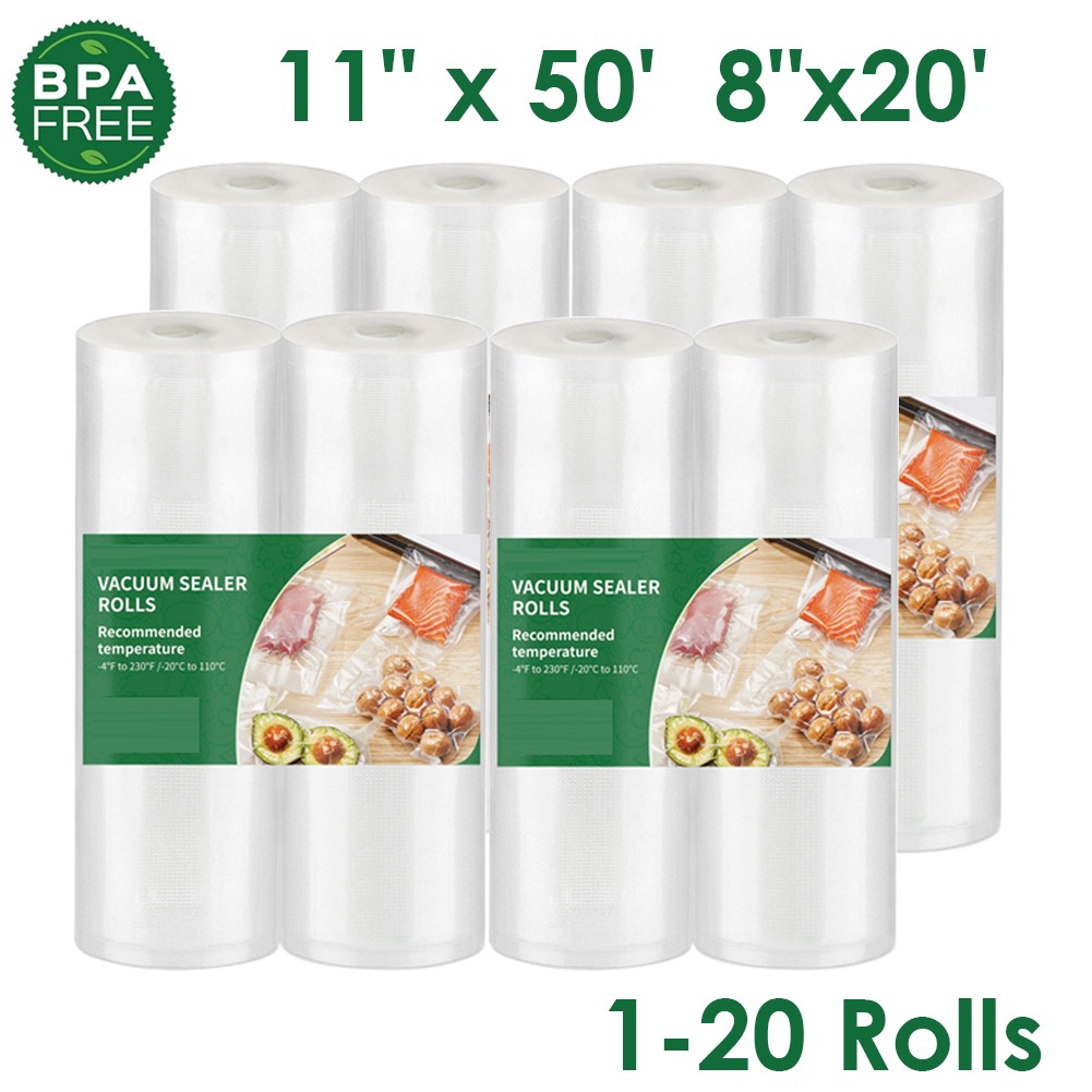 11″x50′ 8″x20′ Vacuum Sealer Bags Rolls Food Saver Embossed Bags 4 Mil BPA Free