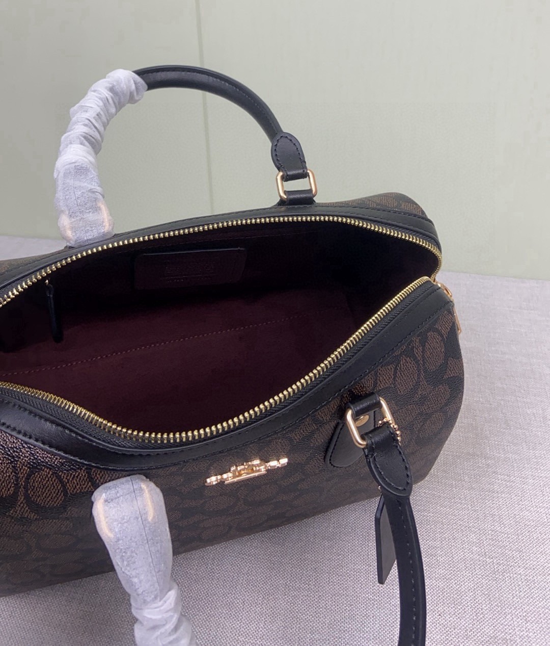 Roan Large Satchel Bag Signature Canvas Walnut/Black CV959 Outlet NEW