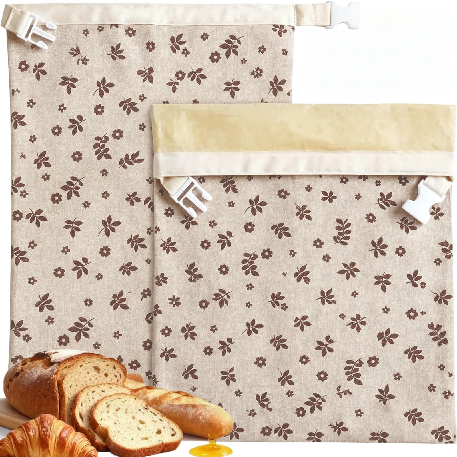 2 Pack Beeswax Bread Bags for Sourdough,Reusable Cotton Beeswax Bag for Homem…