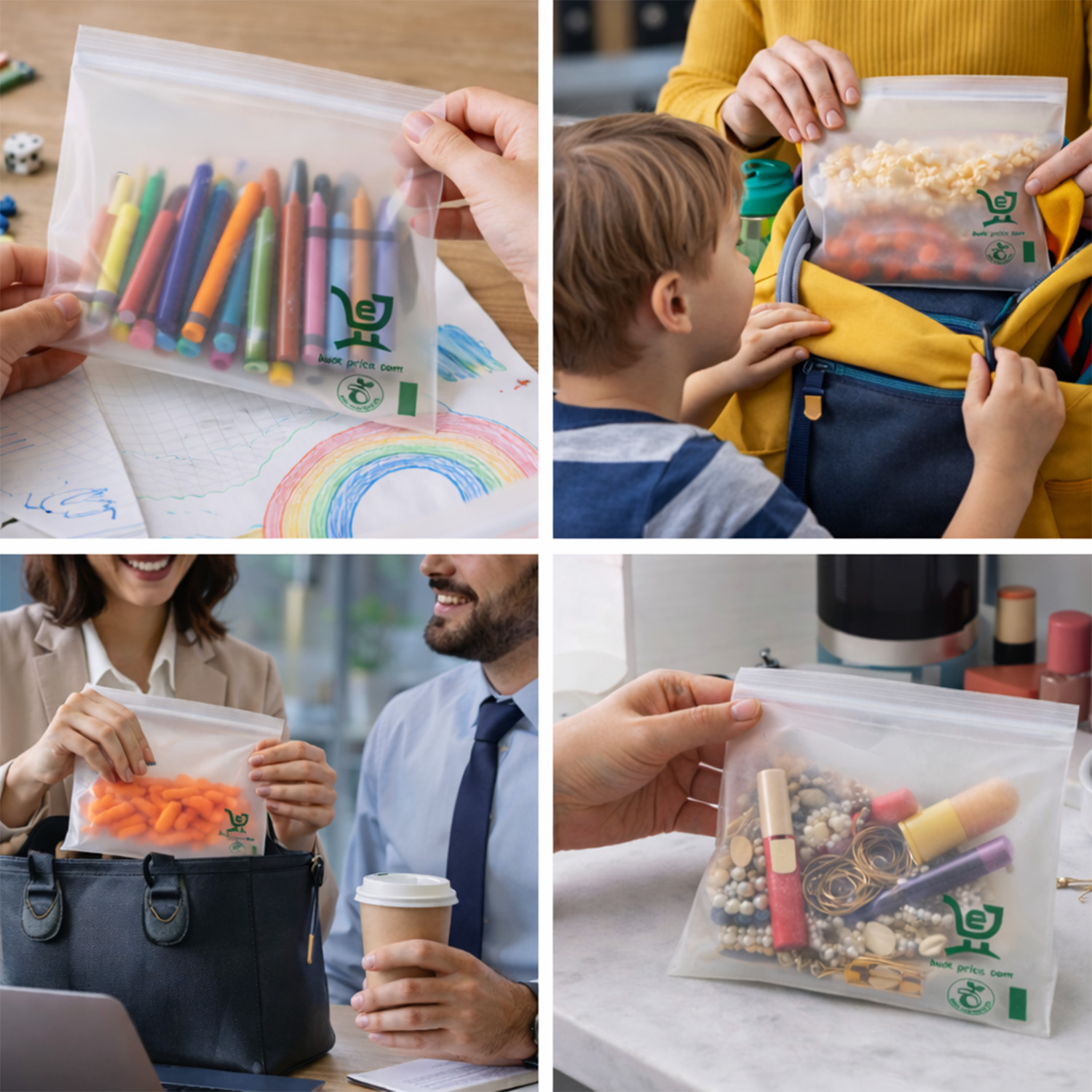 FPN Snack Bags, BPA Free, Biodegradable, Plastic storage bags – 200 – 4 CT