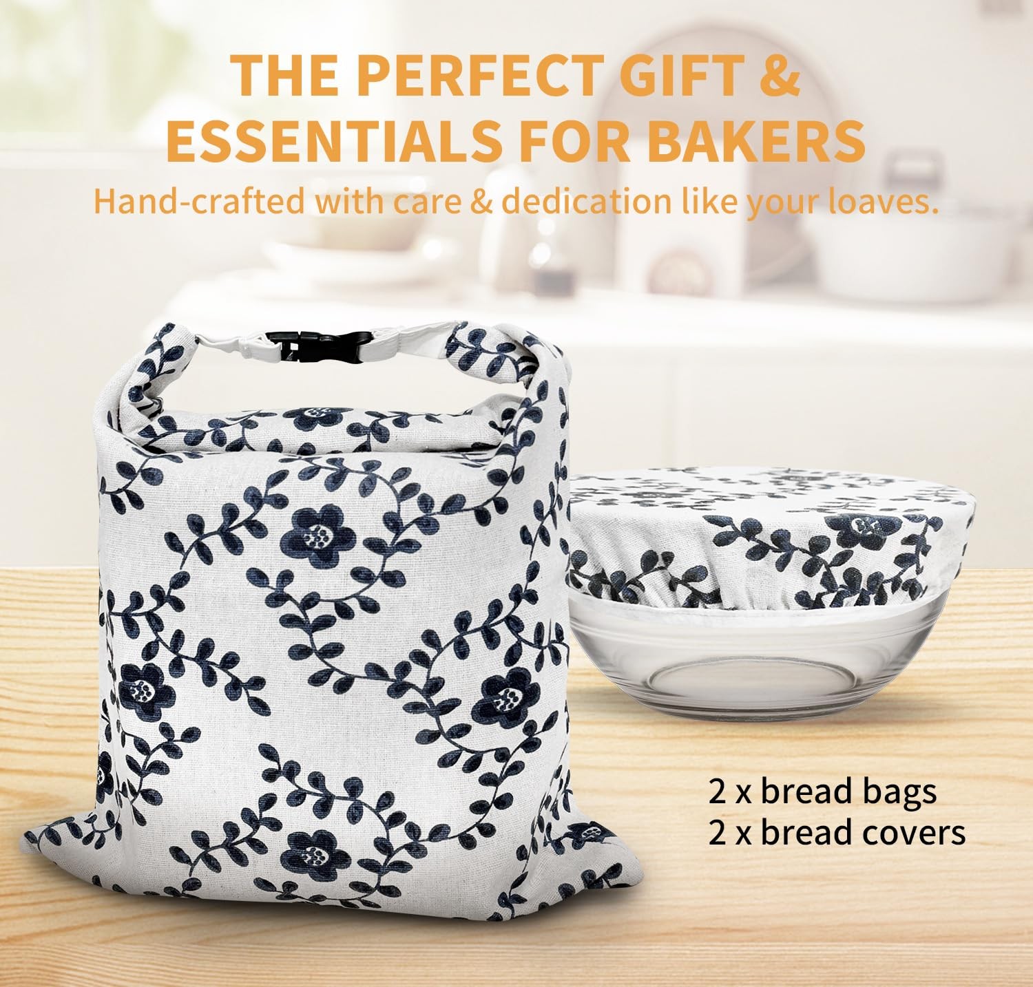 2 Pack Reusable Beeswax Bread Bags for Sourdough: Natural Cotton Storage Bag …