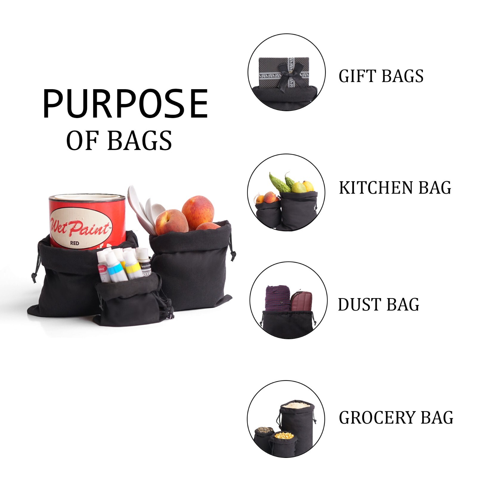 Biglotbags – 6 x 8 Inches Premium 145 GSM Cotton Single Drawstring Muslin Bags