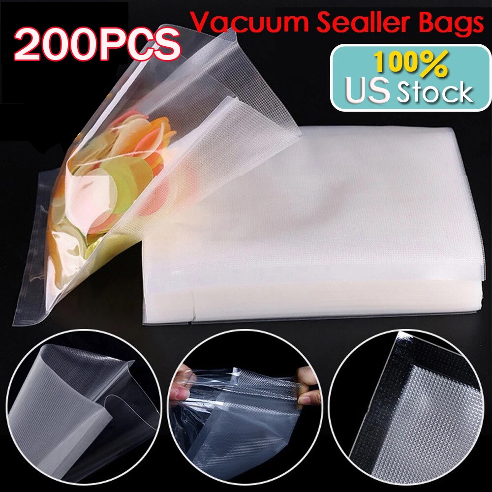 200 Vacuum Sealer Bags 8X12″ Quart Food Vac Storage for Food Saver, Seal a Meal