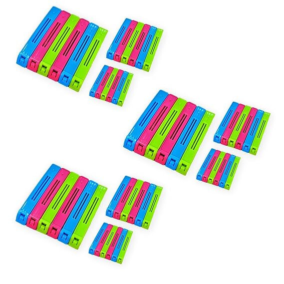 RSINC Different Size Plastic Food Snack Bag Pouch Clip Sealer,Multicolour-18 PCS