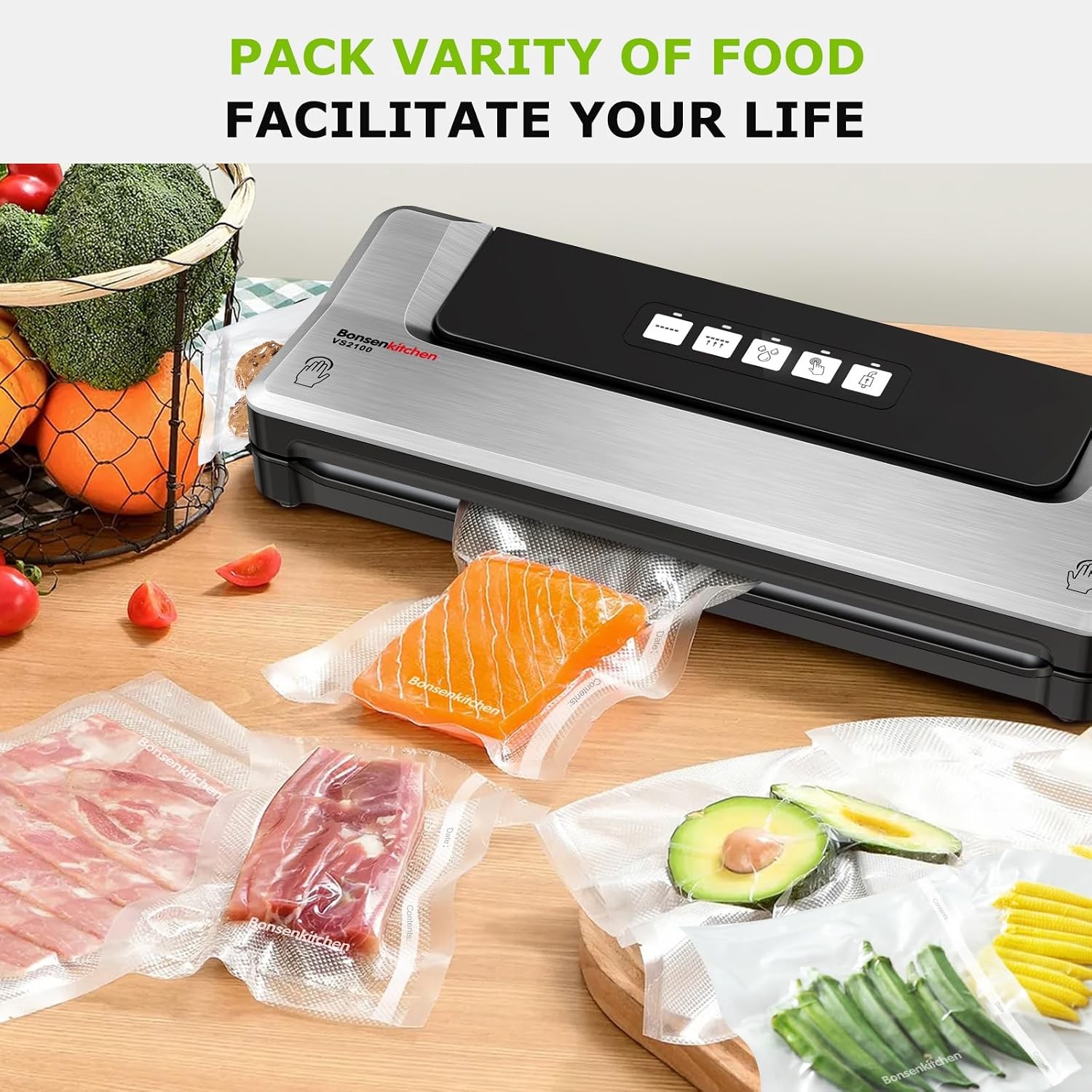 2Rolls 11″x50′ Vacuum Sealer Rolls Commercial Grade Food Saver Storage Bags 4Mil