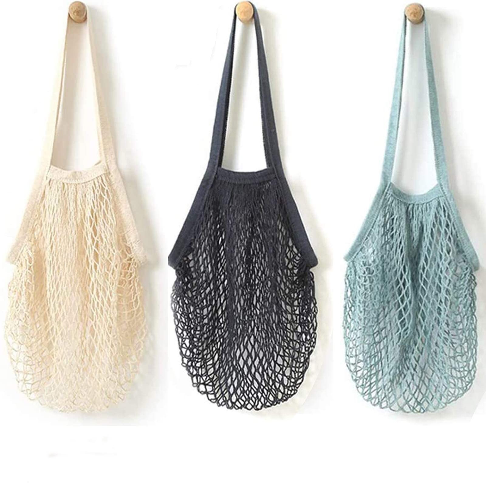 Reusable Produce Bags Cotton Mesh Grocery Washable Net String Organizer Tote
