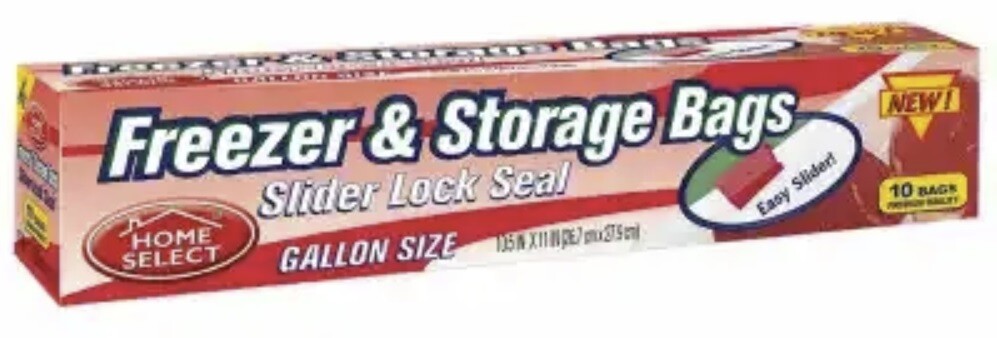 Home Select 6082-24 8 Count 1 Gallon Slide Lock Freezer Food Storage Bags