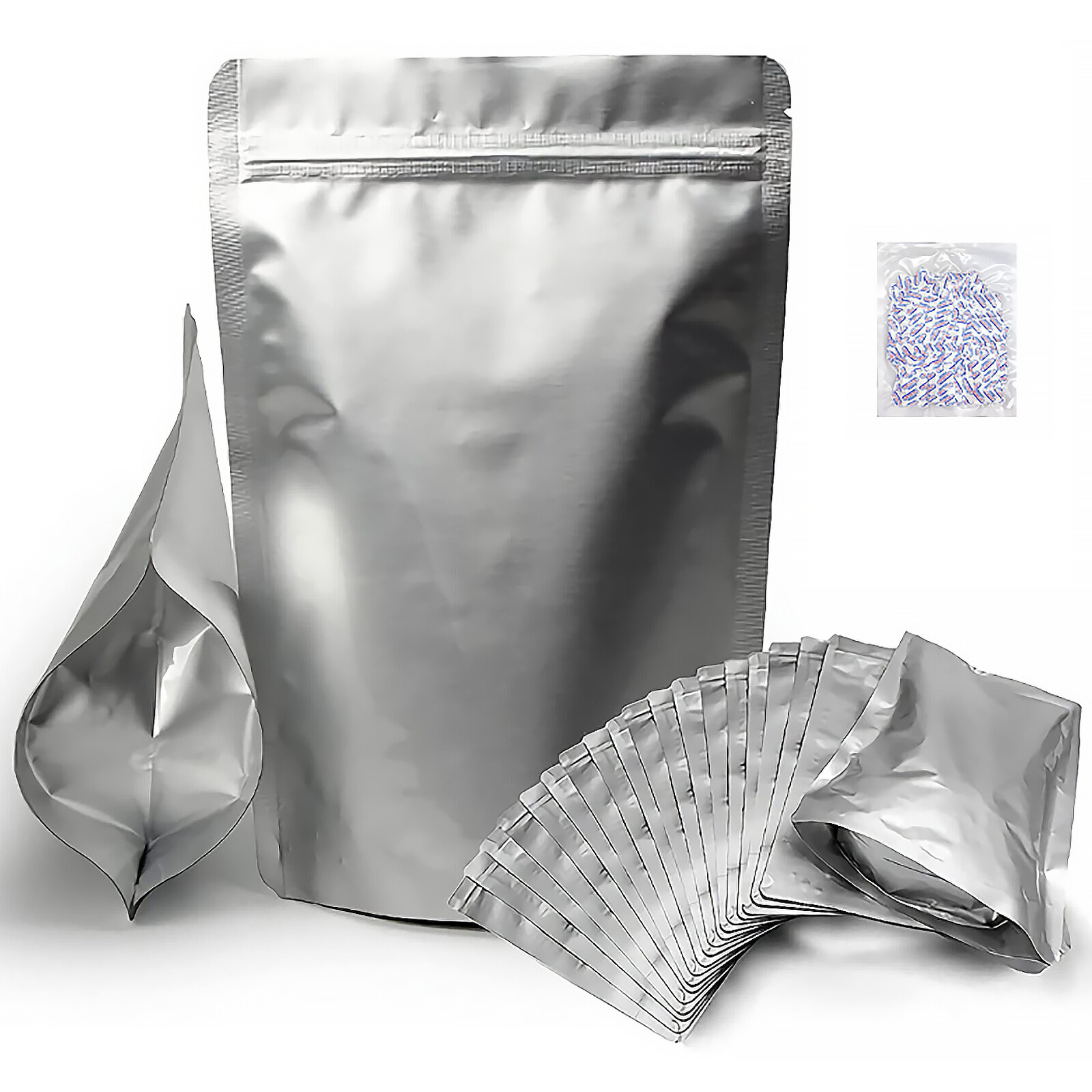 Stand Up Mylar Bags 8.7Mil with Oxygen Absorbers Resealable Food Storage Pouch