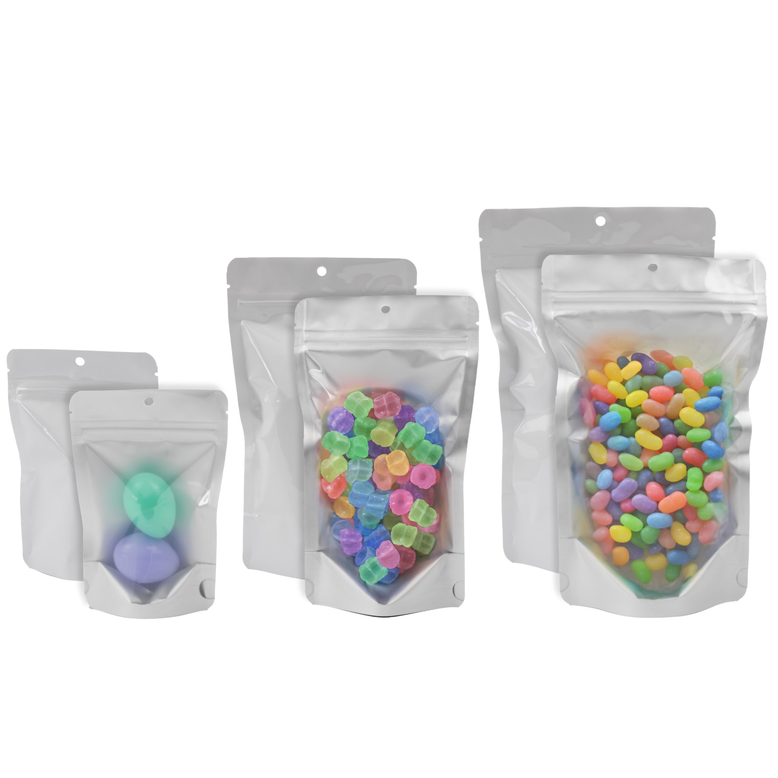PackFreshUSA 5 Mil White & Clear Stand-Up Pouches Bags w/ Hang Hole – 1000 Pcs