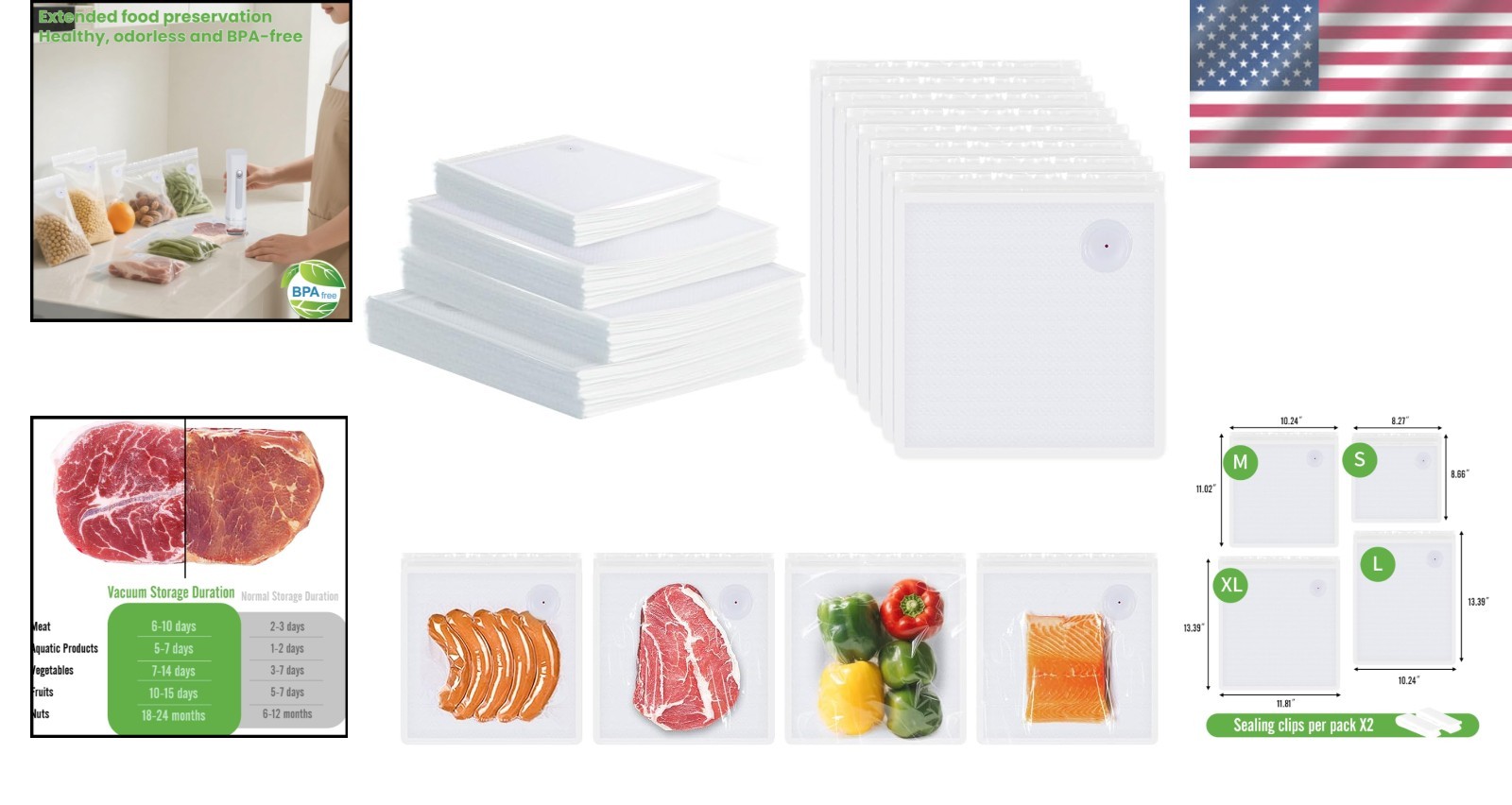 Versatile 30 Pack Vacuum Seal Bags for Meat & Seafood, BPA-Free & Heavy-Duty