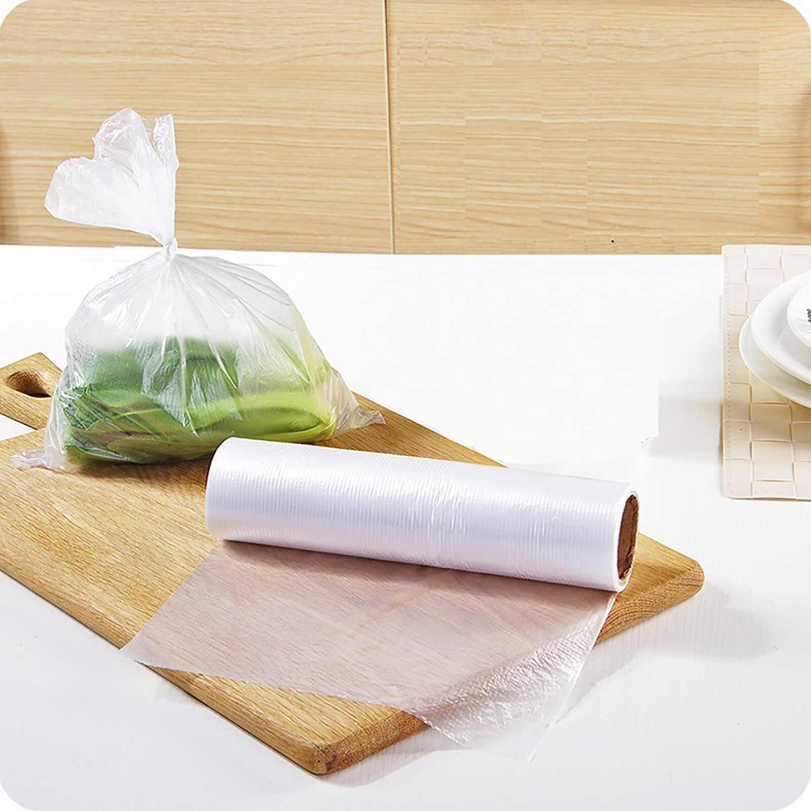 1 Roll 350 Bags Plastic Produce Clear Bag On Roll Kitchen Food Fruit Storage US