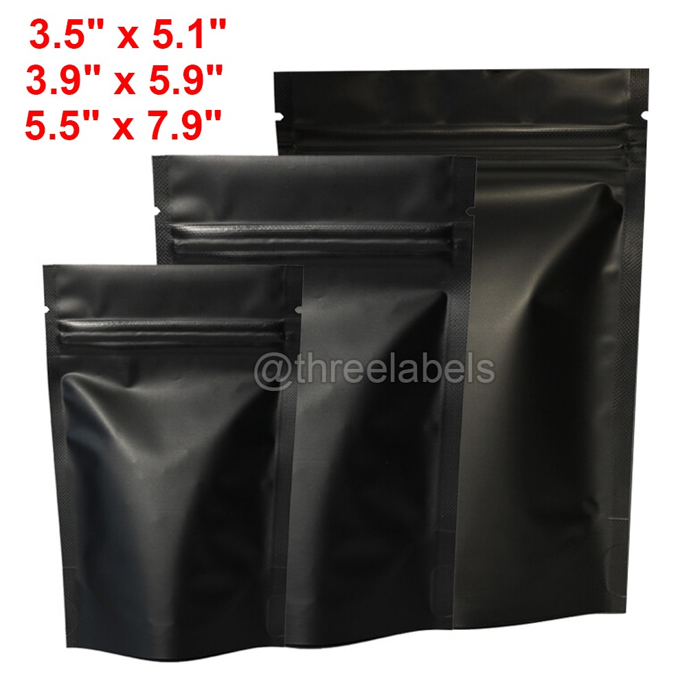 100/200 Matte Black Food Safe Mylar Foil Favor Treat Bags Resealable Snack Pouch
