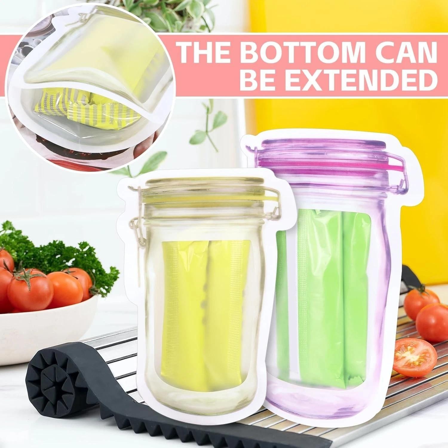 30pcs Reusable Mason Jar Zipper Bags Airtight Leakproof Snack Food Storage Set