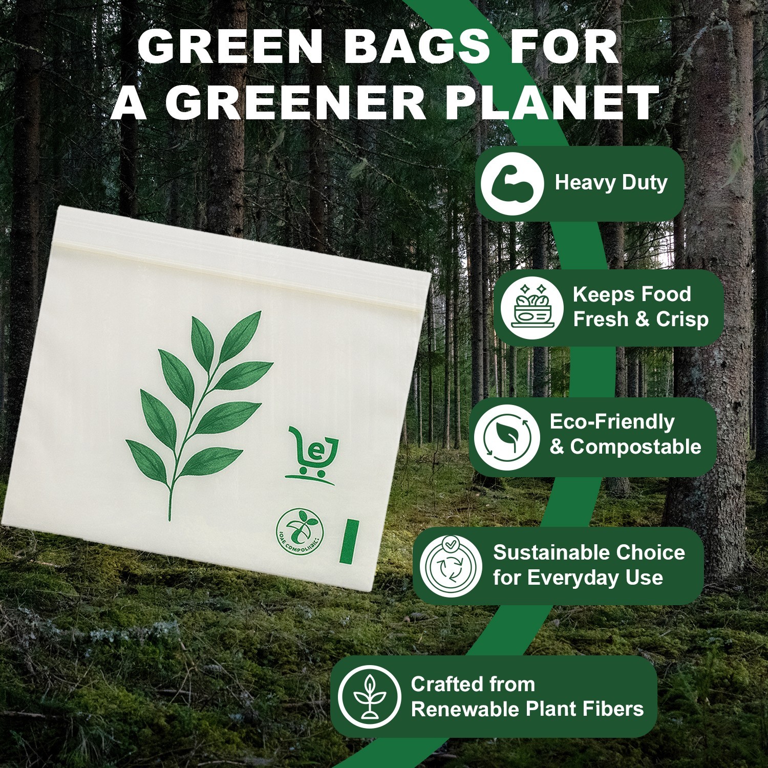 FPN Snack Bags, BPA Free, Biodegradable, Plastic storage bags – 200 – 4 CT