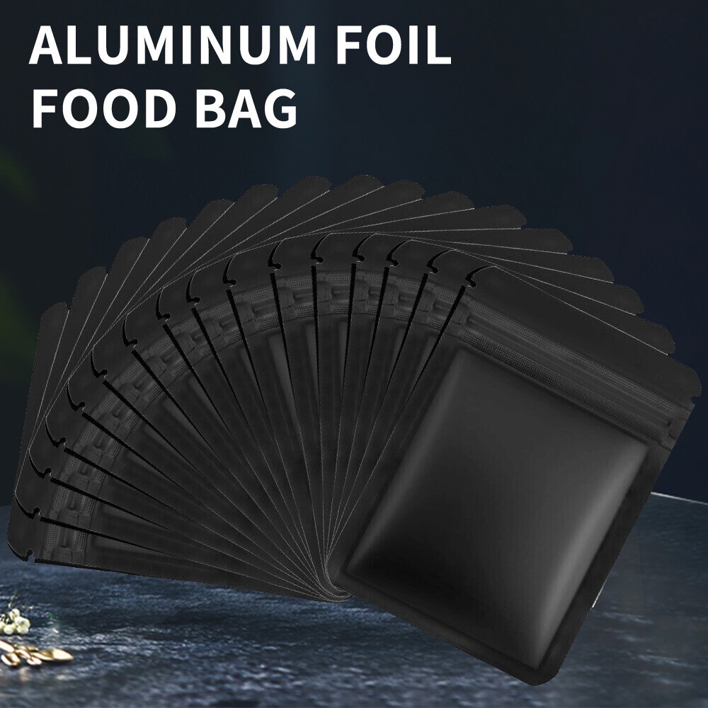 100/200 Matte Black Food Safe Mylar Foil Favor Treat Bags Resealable Snack Pouch