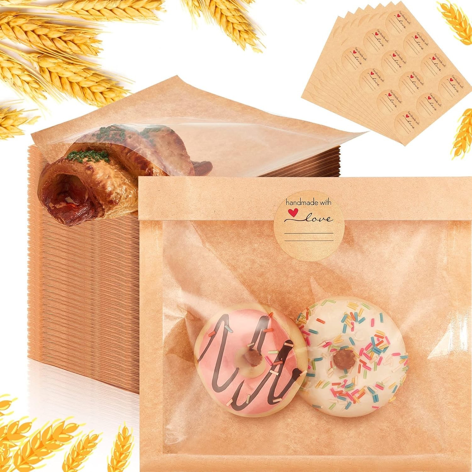 400 Pcs Cookie Packaging Bags W/ Seal 7.1 x 7.5 Inch Bakery Pastry Bags