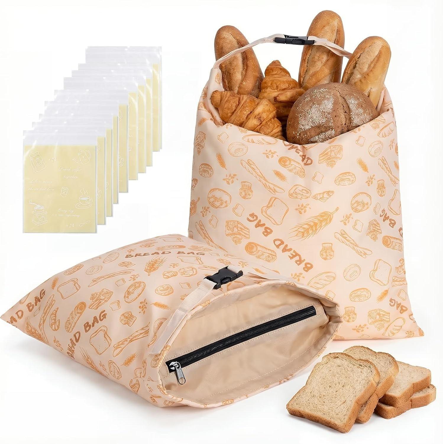 2 Pack Reusable Beeswax Bread Bags 17×13 Inches Large Linen Sourdough Keeper