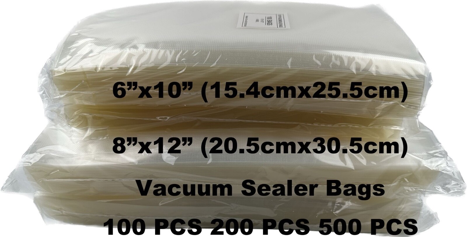 500 Quart Vacuum Sealer Bags 8×12 6×10 Embossed Food Saver Storage Package 4 Mil