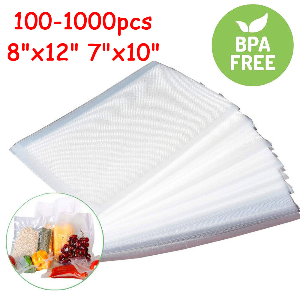 500/1000 Quart Vacuum Sealer Bags 8×12 6×10 Embossed Food Saver Storage Package