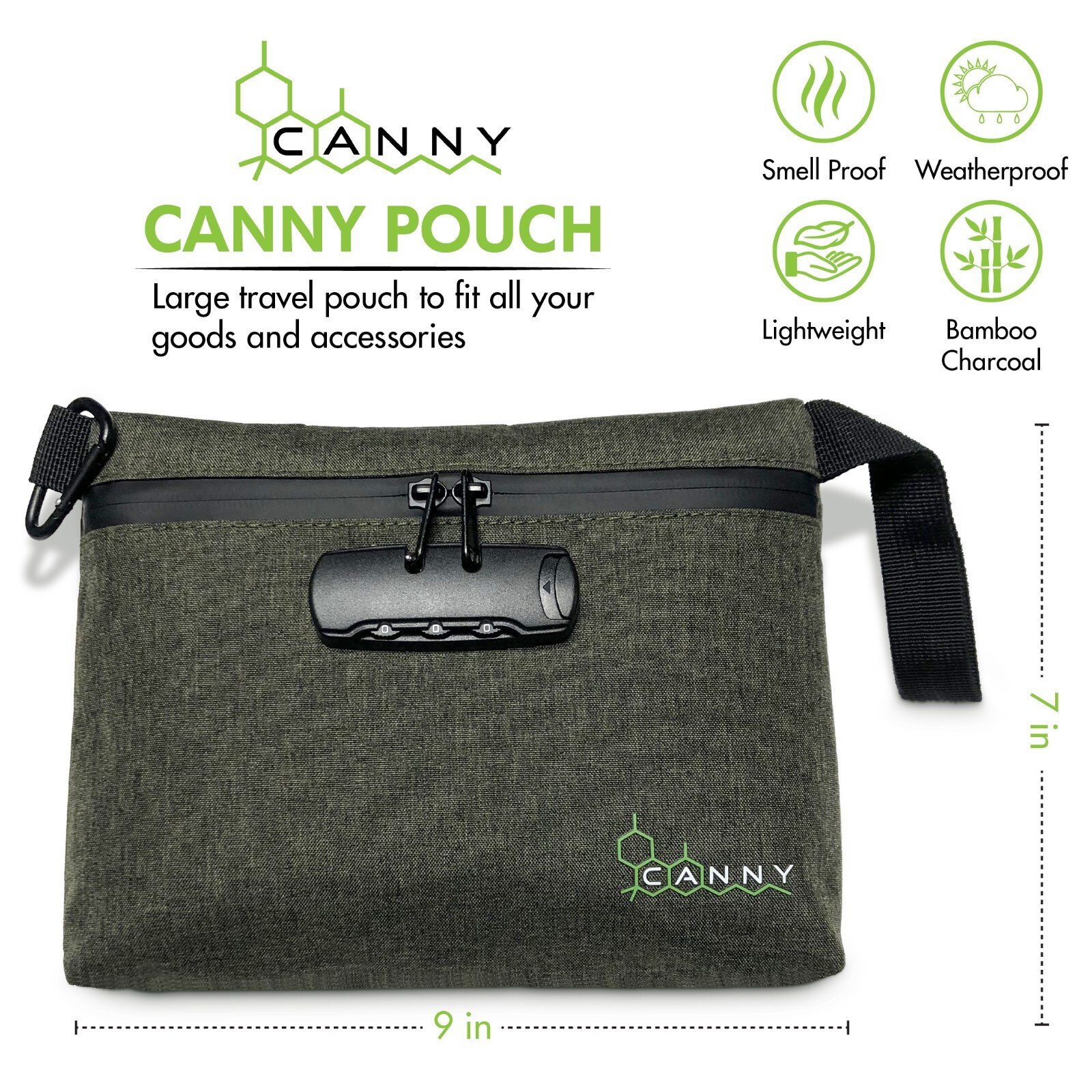 CANNY Pouch Smell Proof Bag Locking Large Travel Pouch Tobacco Case