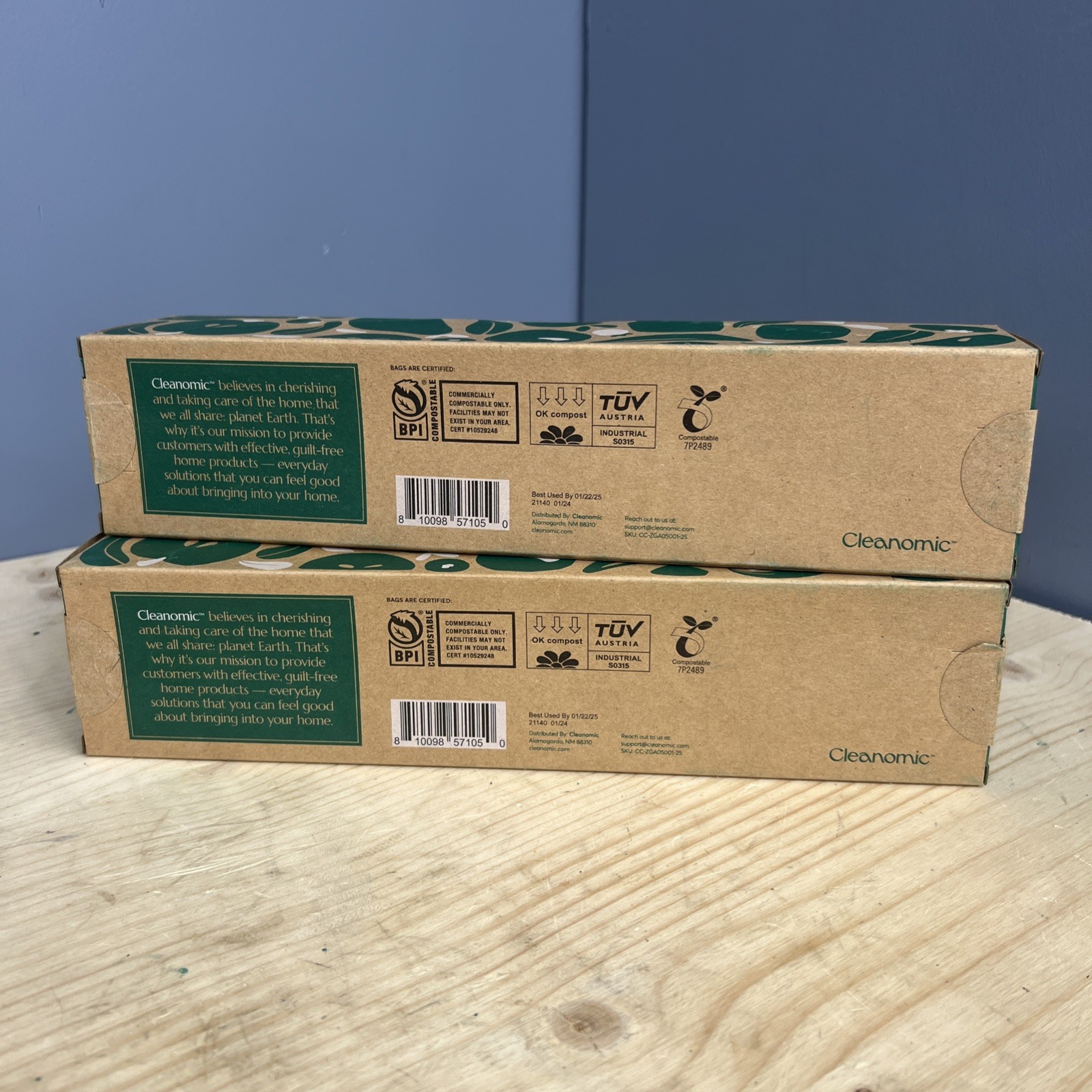 (2) Cleanomic Compostable* Gallon Size Food Storage Bags (25 Eco Zip) Freezer