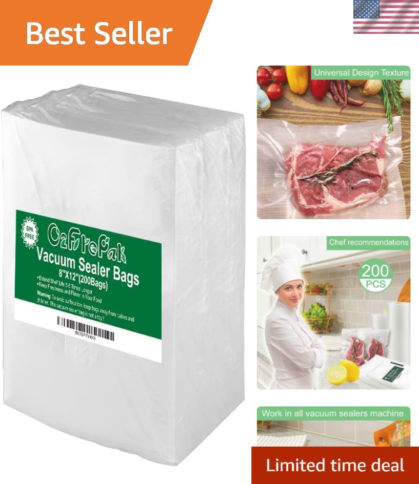Vacuum Sealer Bags 200 Quart Size 8×12 BPA Free Heavy Duty Food Storage