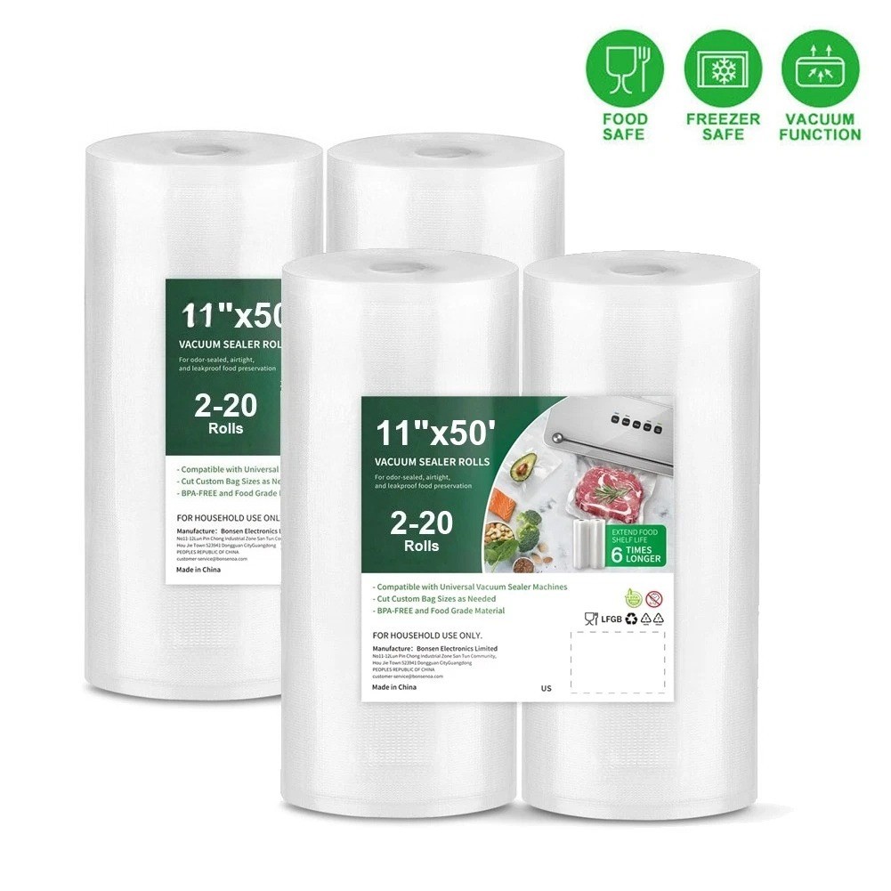 11″x50′ Vacuum Sealer Bags Roll 4 Mil Food Storage Saver Embossed Sous Vide Cook