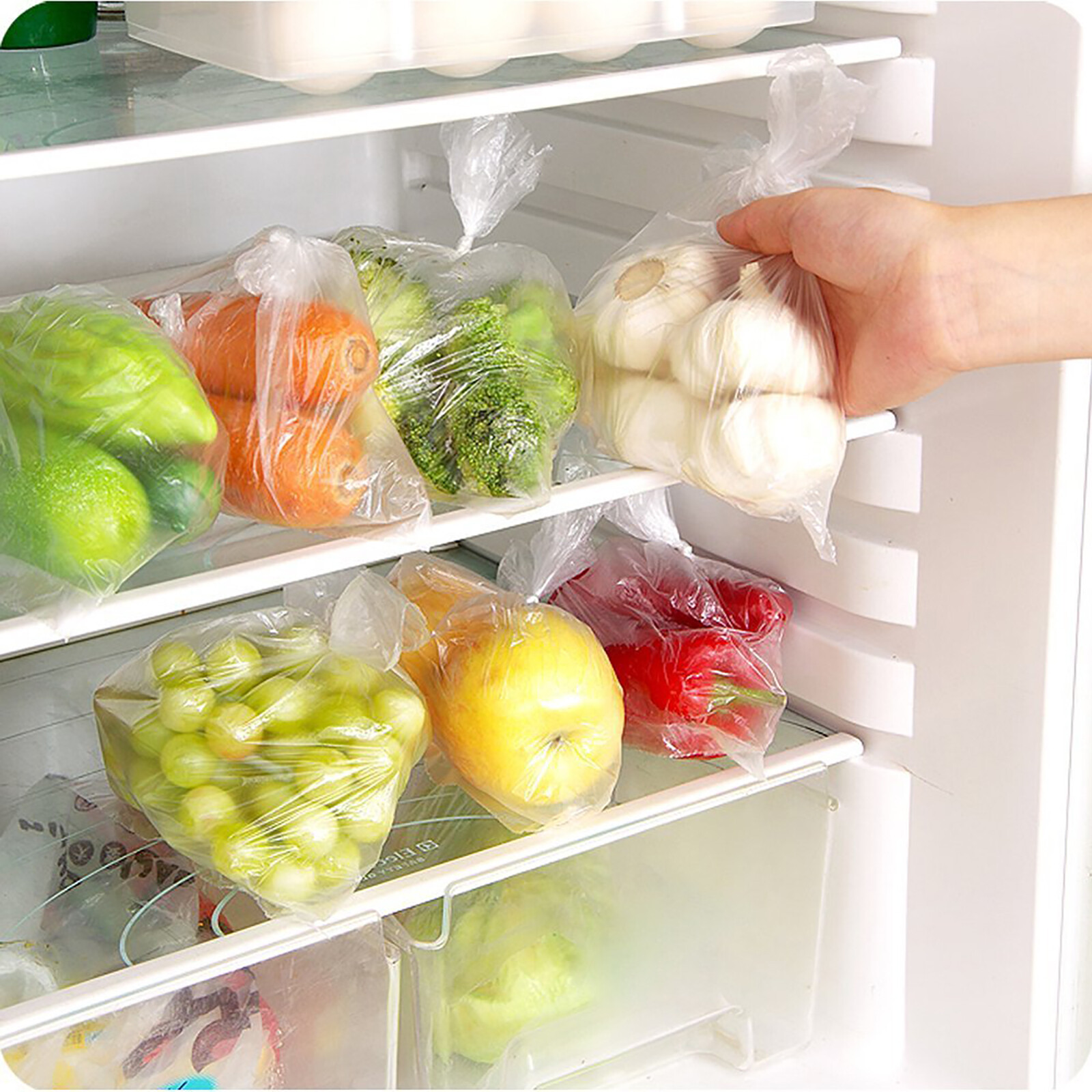 1 Roll 350 Bags Plastic Produce Clear Bag On Roll Kitchen Food Fruit Storage US