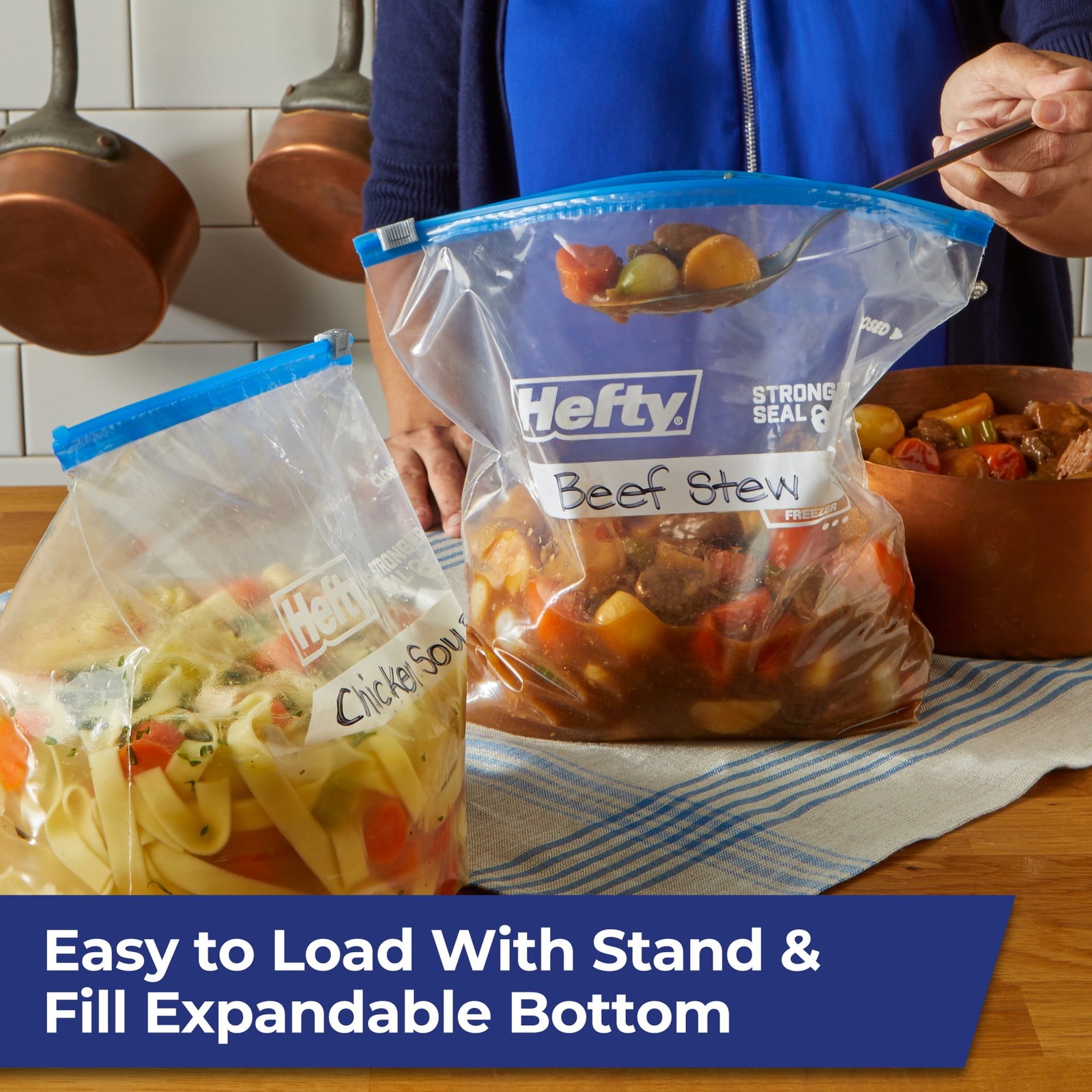 Hefty Slider Gallon Freezer Bags, 60 Count