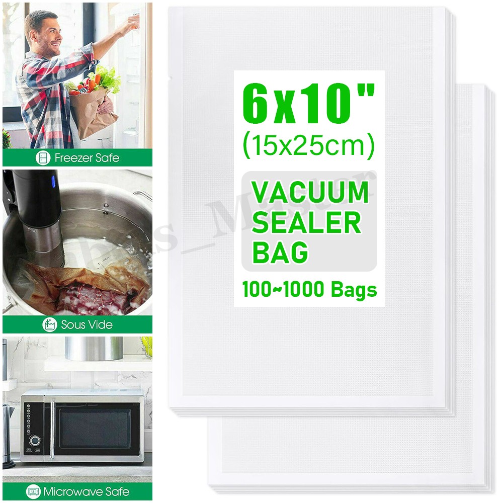6″x10″ Vacuum Sealer Bags Embossed Food Saver Storage Precut Package BPA Free US