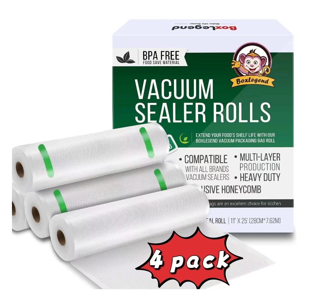 2 Rolls Boxlegend 8″x50′ 11″x50′ 8″x20′ 11×25″ Vacuum Sealer Bags Food Saver