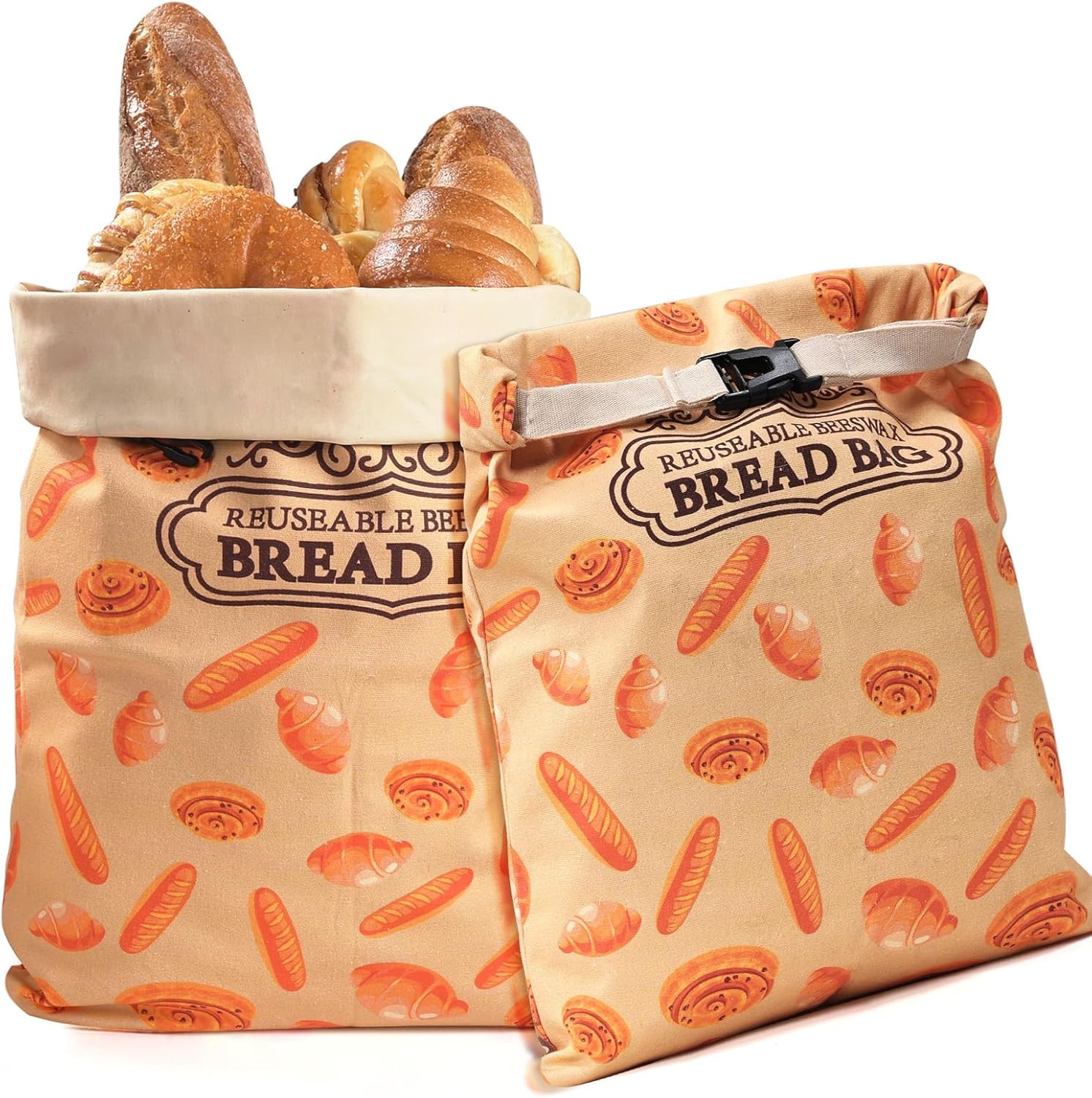 2 Pack Beeswax Bread Bags for Sourdough Homemade Bread, XL Cotton Lining Sourdou
