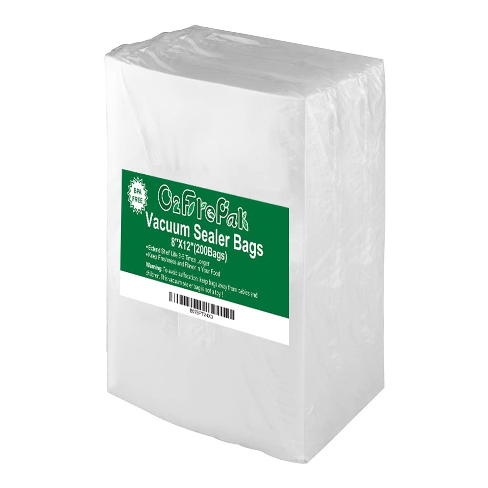 O2frepak 200 Quart Size 8″ x 12″ Vacuum Sealer Bags with BPA Free and Heavy D…