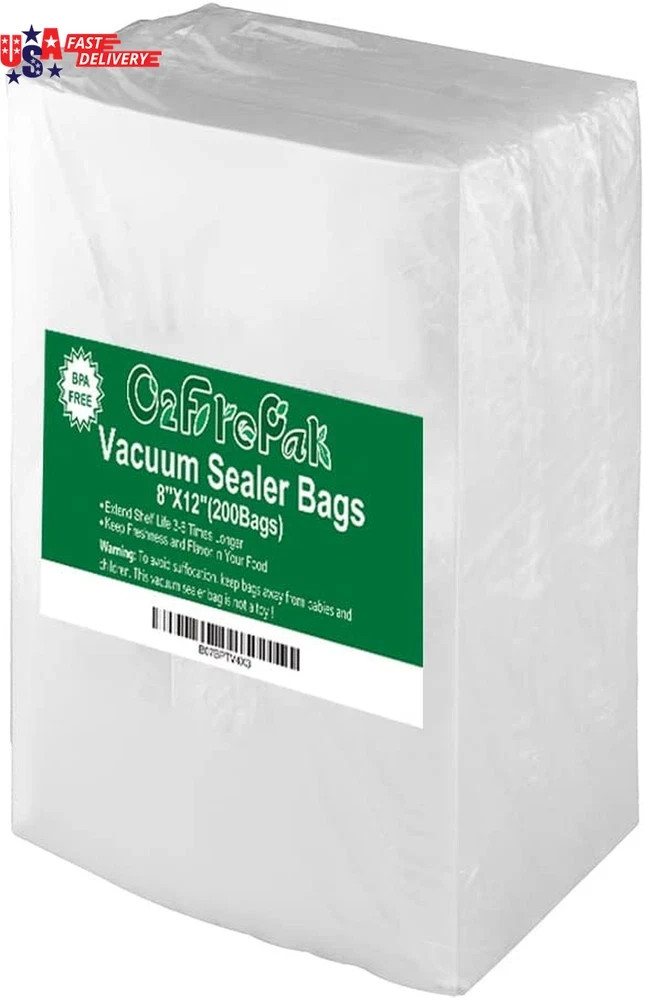 200 Quart Size 8″ X 12″ Vacuum Sealer Bags with BPA Free and Heavy Duty,Great fo