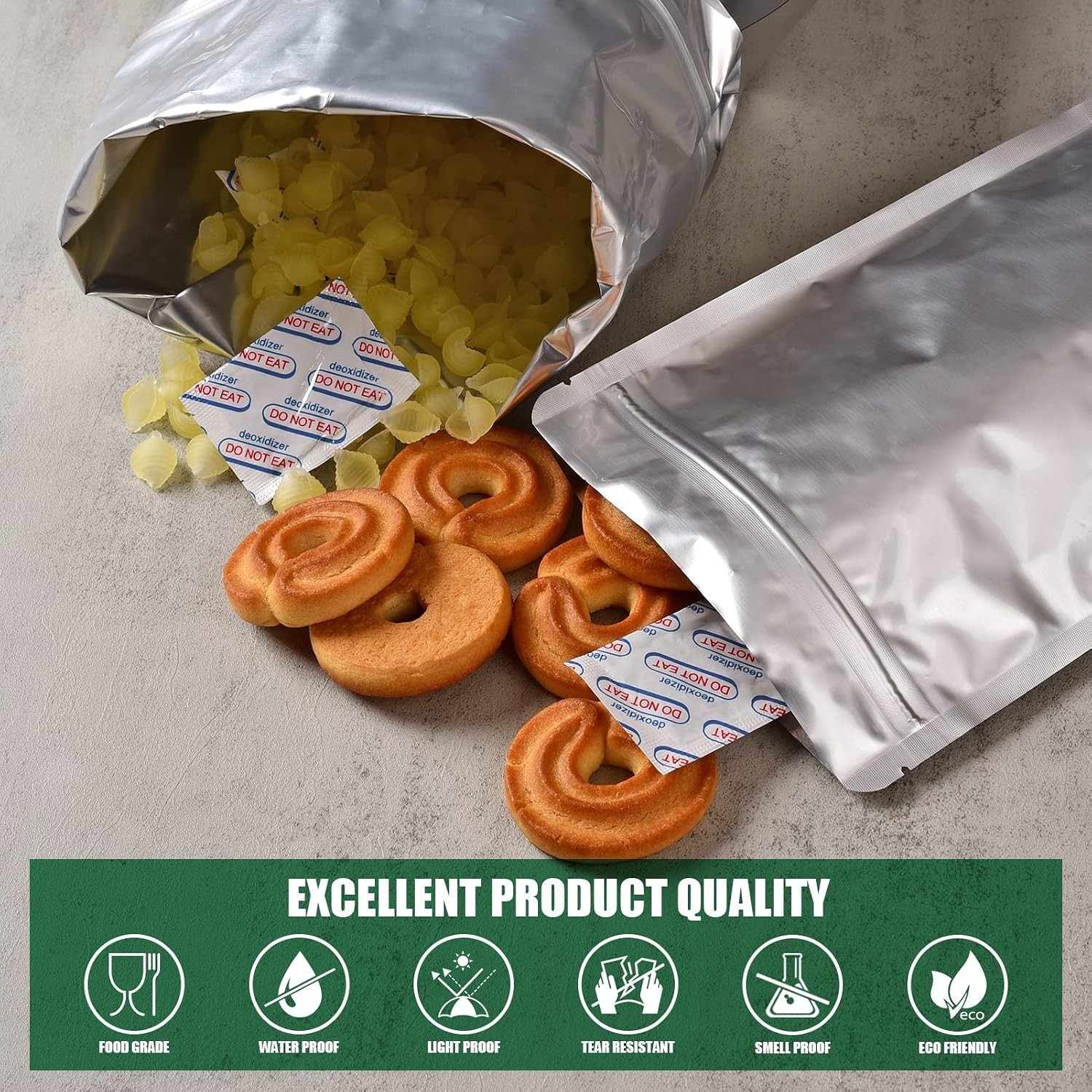 120 Mylar Bags with 120 x 300cc Oxygen Absorbers for Food Storage | 9 Mil Thi…